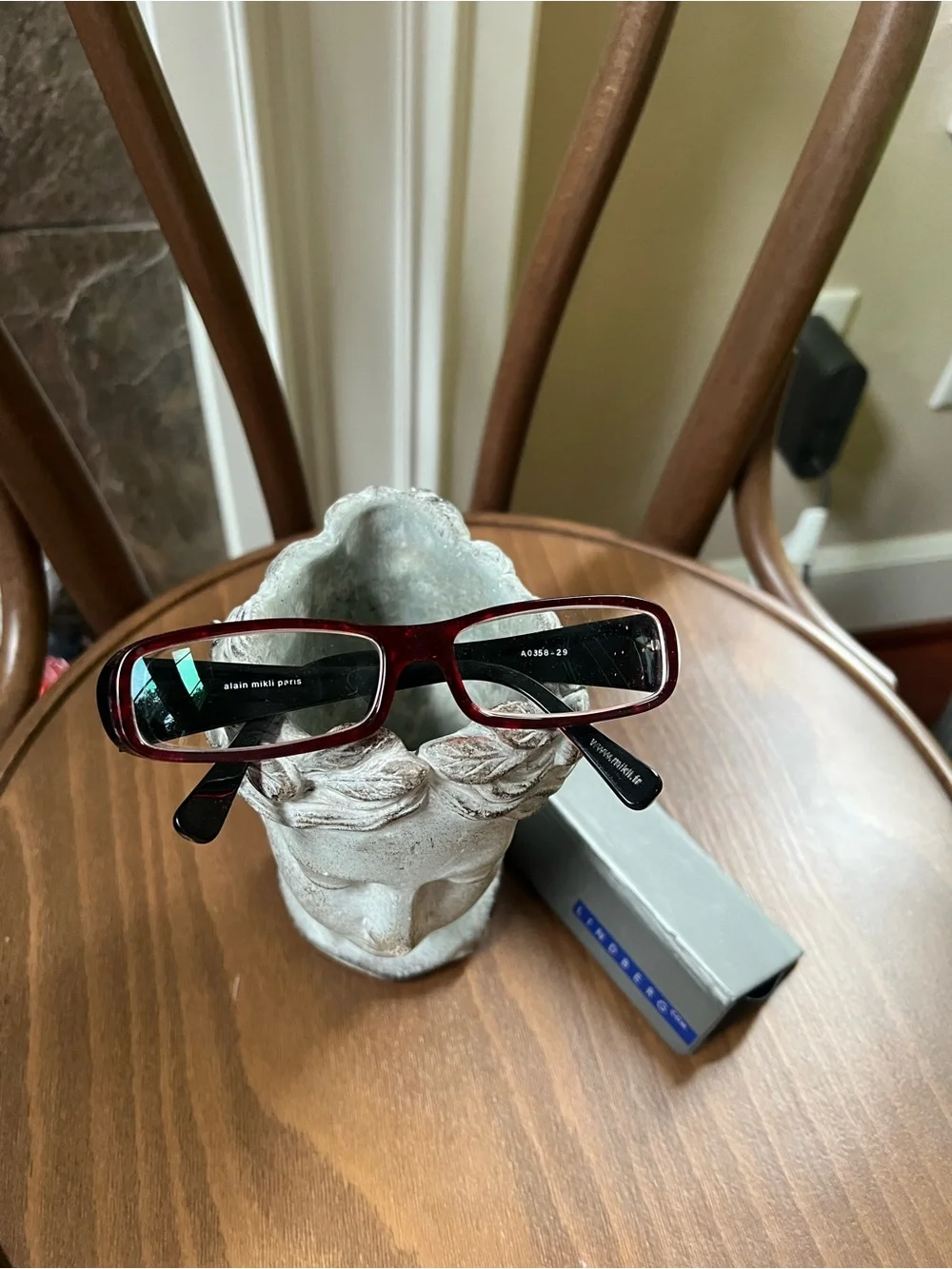 Alain Mikli vintage y2k Rectangular Glasses Frames Burgundy Red Black A0358-29